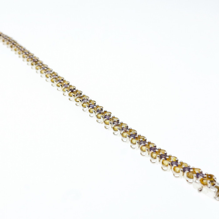 Sky Jewelry Серебряный браслет с камнями цитрин и аметист