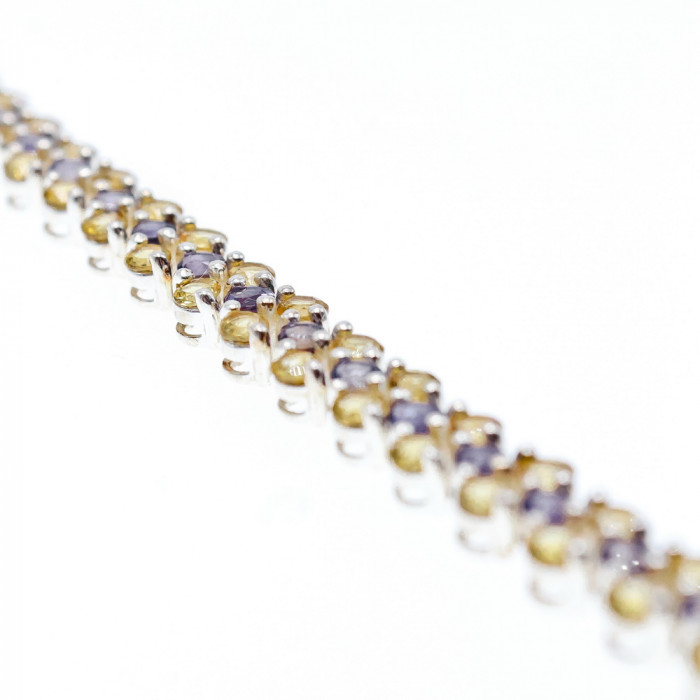 Sky Jewelry Серебряный браслет с камнями цитрин и аметист