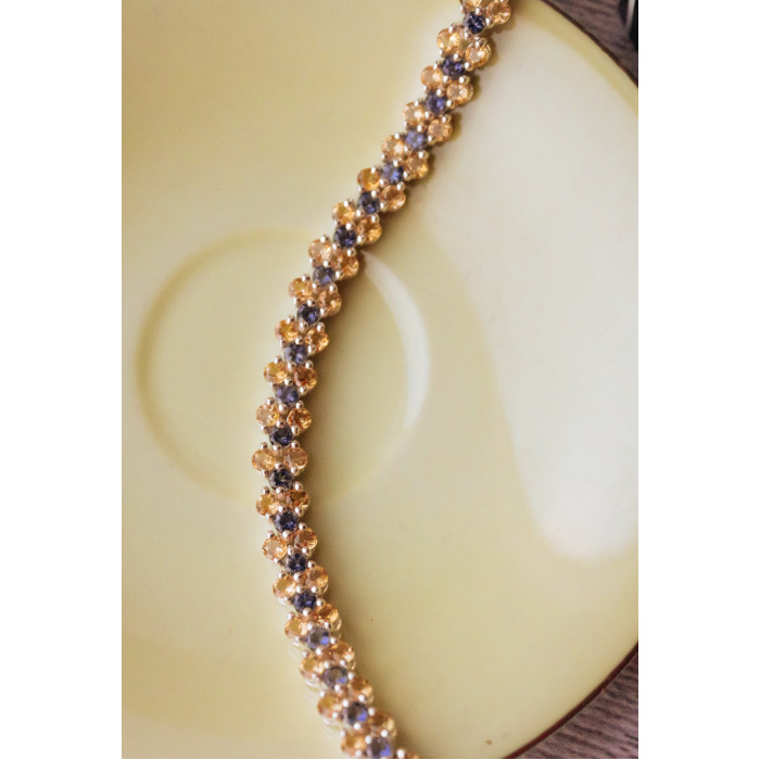 Sky Jewelry Серебряный браслет с камнями цитрин и аметист