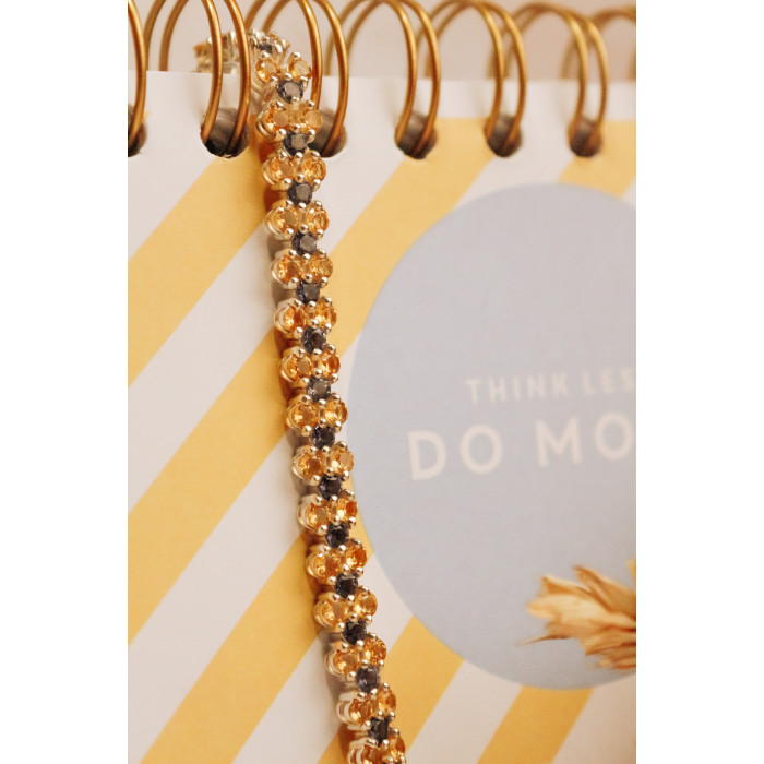 Sky Jewelry Серебряный браслет с камнями цитрин и аметист