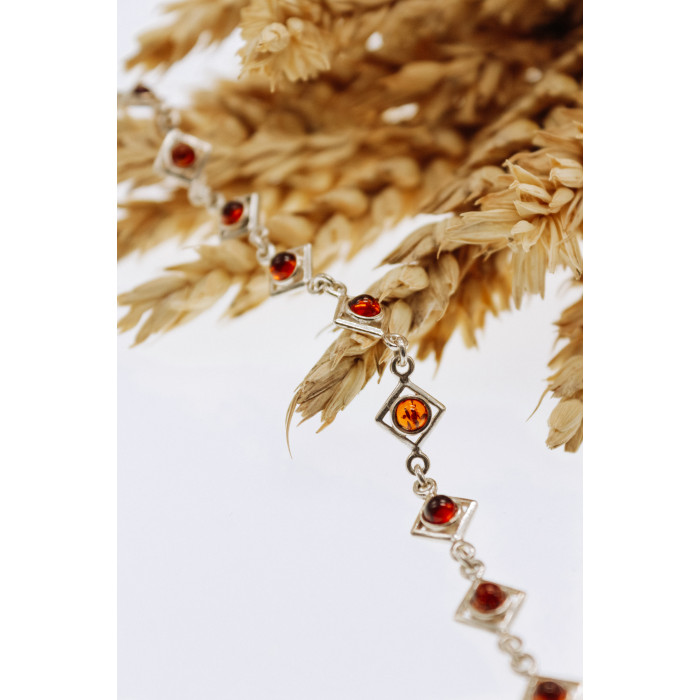 Sky Jewelry Серебряный браслет с янтарем