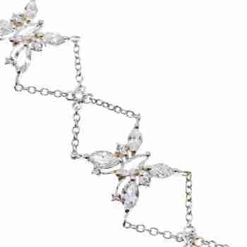 Sky Jewelry Серебряный браслет с фианитами  Бабочки