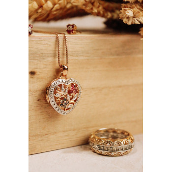 Sky Jewelry Серебряная цепочка с кулоном в позолоте с камнями рубин и сапфир