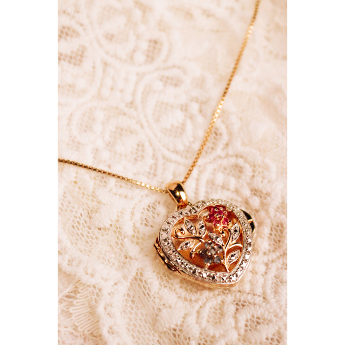 Sky Jewelry Серебряная цепочка с кулоном в позолоте с камнями рубин и сапфир