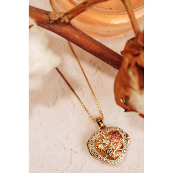 Sky Jewelry Серебряная цепочка с кулоном в позолоте с камнями рубин и сапфир