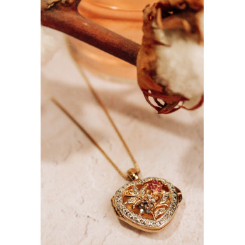 Sky Jewelry Серебряная цепочка с кулоном в позолоте с камнями рубин и сапфир