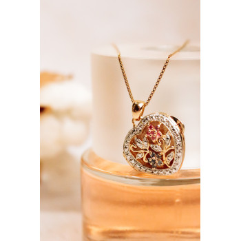 Sky Jewelry Серебряная цепочка с кулоном в позолоте с камнями рубин и сапфир