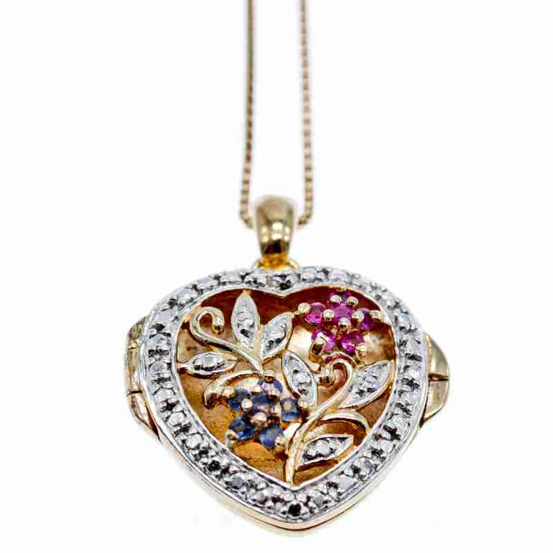 Sky Jewelry Серебряная цепочка с кулоном в позолоте с камнями рубин и сапфир