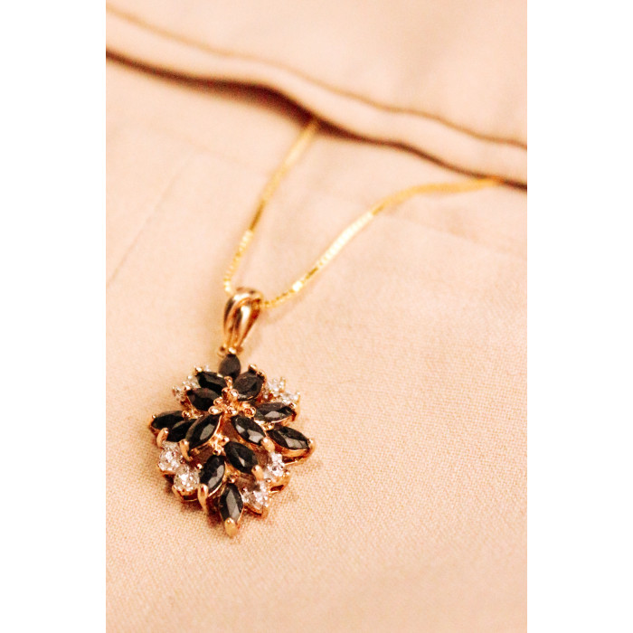 Sky Jewelry Серебряная цепочка с кулоном в позолоте   Сапфировый цветок