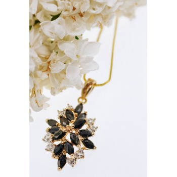 Sky Jewelry Серебряная цепочка с кулоном в позолоте   Сапфировый цветок