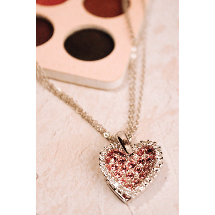 Sky Jewelry Тройная серебряная цепочка с кулоном с фианитами   Сердце