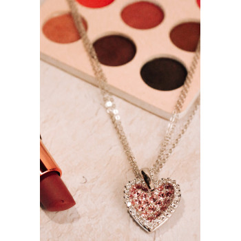 Sky Jewelry Тройная серебряная цепочка с кулоном с фианитами   Сердце