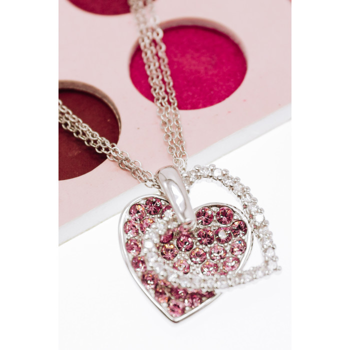 Sky Jewelry Тройная серебряная цепочка с кулоном с фианитами   Сердце