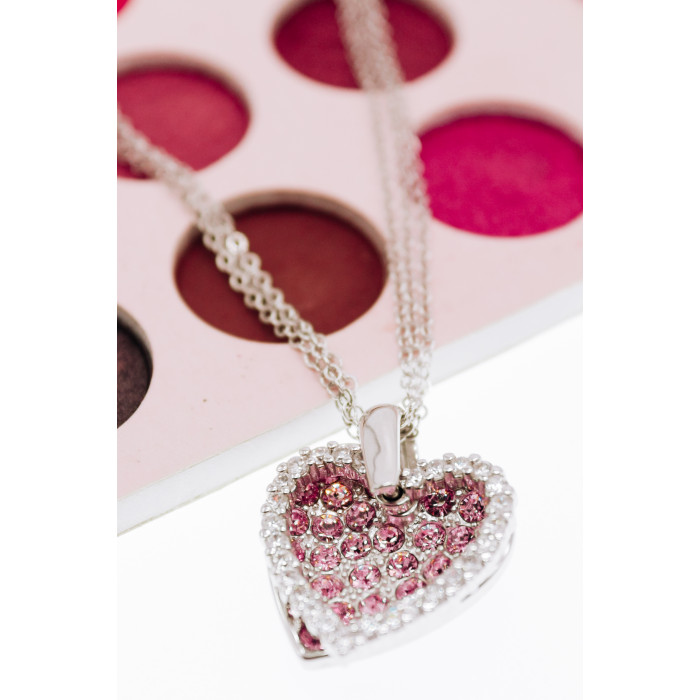 Sky Jewelry Тройная серебряная цепочка с кулоном с фианитами   Сердце