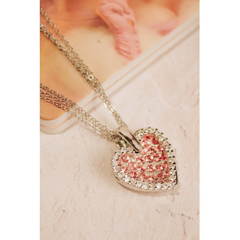 Sky Jewelry Тройная серебряная цепочка с кулоном с фианитами   Сердце