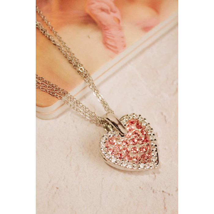 Sky Jewelry Тройная серебряная цепочка с кулоном с фианитами   Сердце