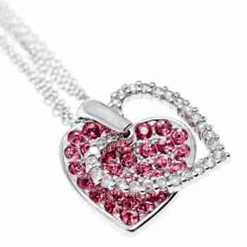 Sky Jewelry Тройная серебряная цепочка с кулоном с фианитами   Сердце