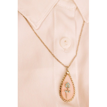 Sky Jewelry Серебряная цепочка с кулоном с перламутром и бирюзой  Винтаж