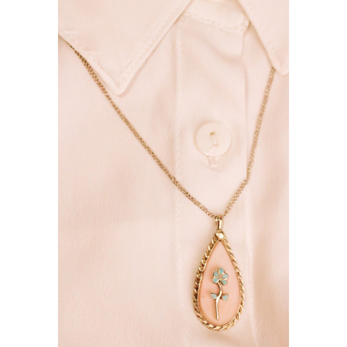 Sky Jewelry Серебряная цепочка с кулоном с перламутром и бирюзой  Винтаж