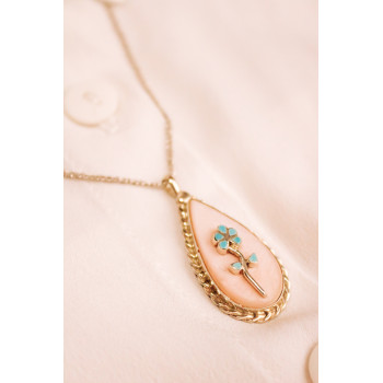 Sky Jewelry Серебряная цепочка с кулоном с перламутром и бирюзой  Винтаж