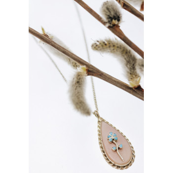 Sky Jewelry Серебряная цепочка с кулоном с перламутром и бирюзой  Винтаж