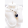 Sky Jewelry Серебряная цепочка с кулоном сапфир и бриллиант