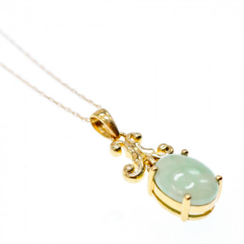 Sky Jewelry Золотая цепочка с кулоном зеленый нефрит