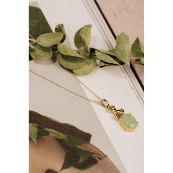 Sky Jewelry Золотая цепочка с кулоном зеленый нефрит