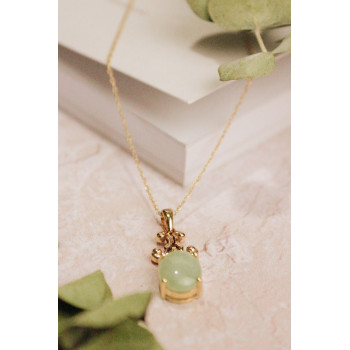 Sky Jewelry Золотая цепочка с кулоном зеленый нефрит