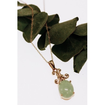 Sky Jewelry Золотая цепочка с кулоном зеленый нефрит