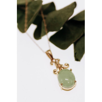 Sky Jewelry Золотая цепочка с кулоном зеленый нефрит