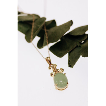 Sky Jewelry Золотая цепочка с кулоном зеленый нефрит