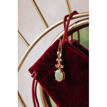 Sky Jewelry Золотая цепочка с кулоном зеленый нефрит