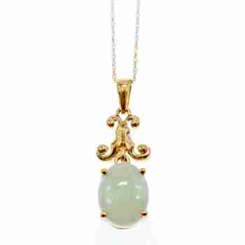 Sky Jewelry Золотая цепочка с кулоном зеленый нефрит