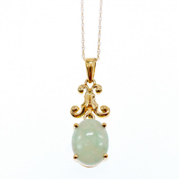 Sky Jewelry Золотая цепочка с кулоном зеленый нефрит