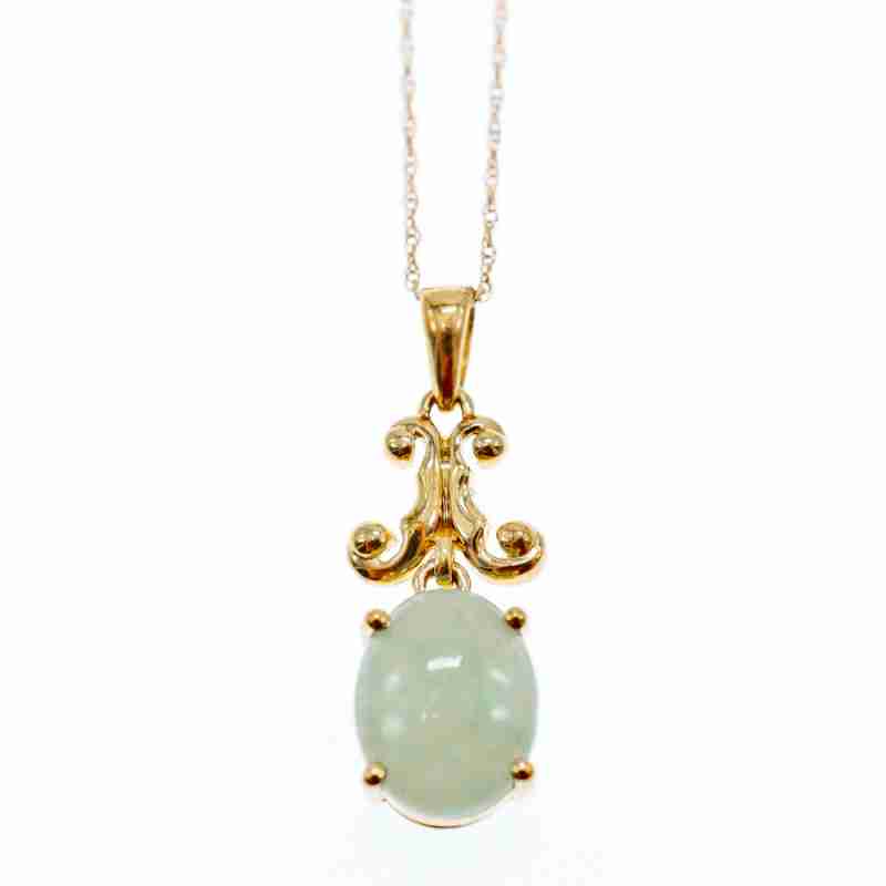 Sky Jewelry Золотая цепочка с кулоном зеленый нефрит