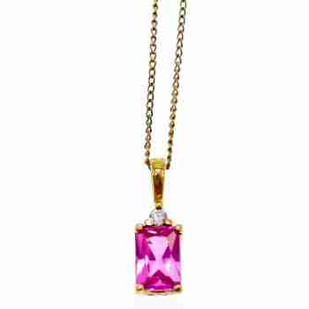 Sky Jewelry Серебряная цепочка с кулоном в позолоте с розовым топазом и гошенитом