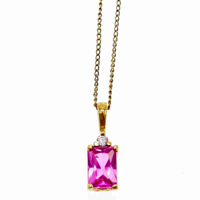 Sky Jewelry Серебряная цепочка с кулоном в позолоте с розовым топазом и гошенитом