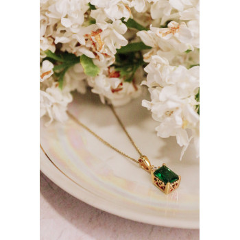 Sky Jewelry Серебряная цепочка с кулоном в позолоте с изумрудом и гошенитом