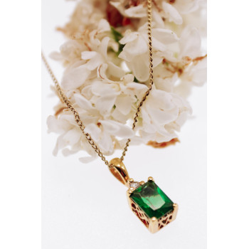 Sky Jewelry Серебряная цепочка с кулоном в позолоте с изумрудом и гошенитом