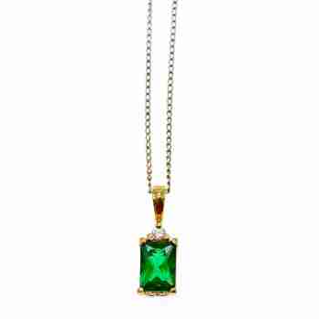 Sky Jewelry Серебряная цепочка с кулоном в позолоте с изумрудом и гошенитом