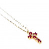 Sky Jewelry Золотая цепочка с крестиком с рубинами и бриллиантом