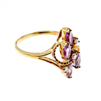 Sky Jewelry Серебряное кольцо в позолоте с турмалином и бериллом