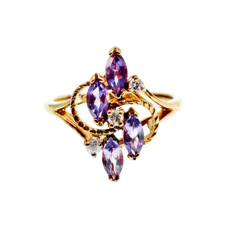 Sky Jewelry Серебряное кольцо в позолоте с турмалином и бериллом