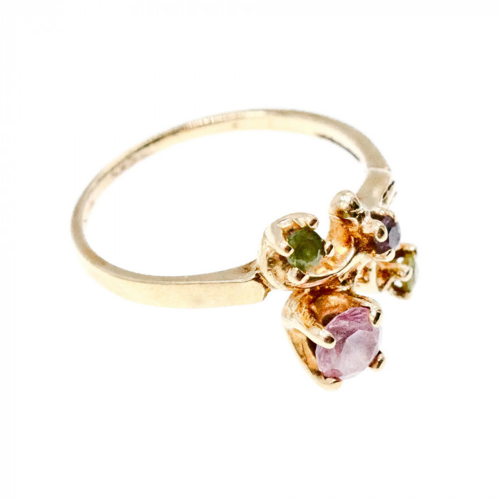 Sky Jewelry Золотое кольцо с камнями морганит иолит цитрин и хризолит