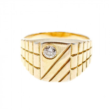 Sky Jewelry Мужское серебряное кольцо в позолоте с фианитом