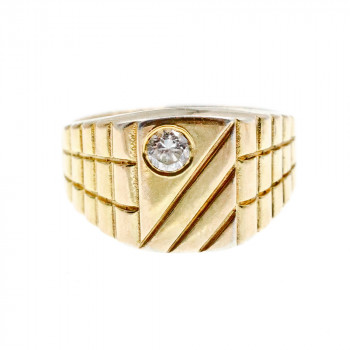 Sky Jewelry Мужское серебряное кольцо в позолоте с фианитом