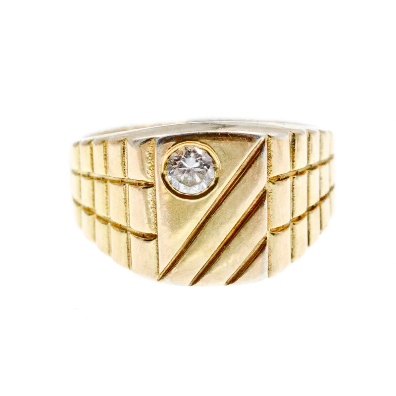 Sky Jewelry Мужское серебряное кольцо в позолоте с фианитом