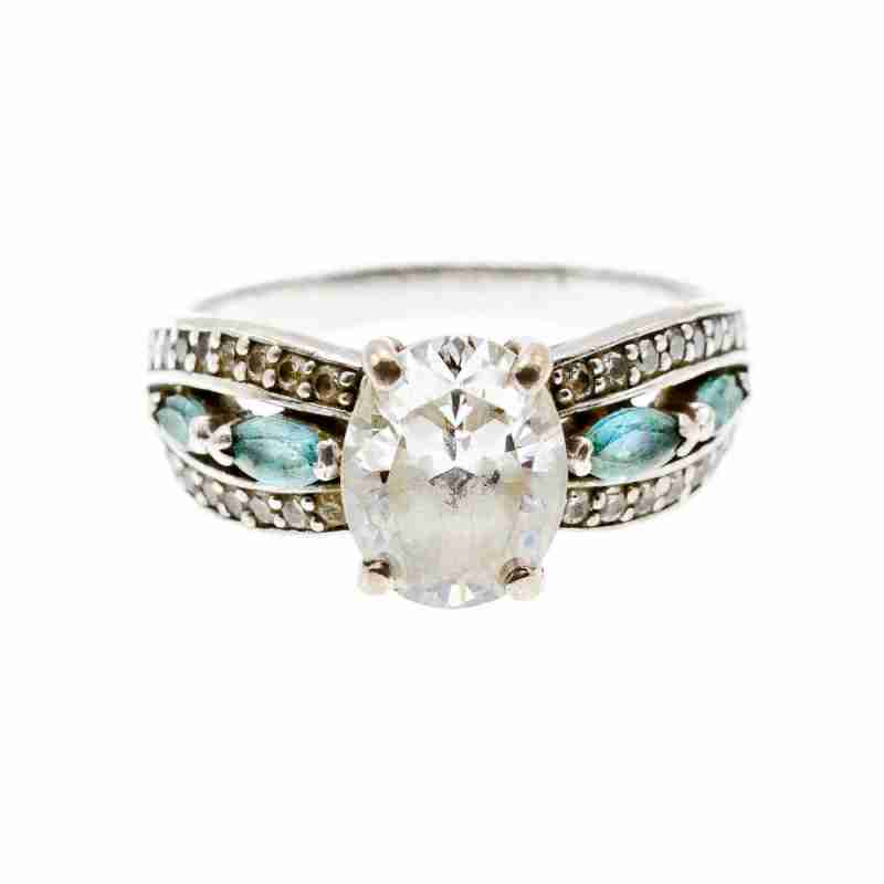 Sky Jewelry Серебряное кольцо с бериллом и топазом