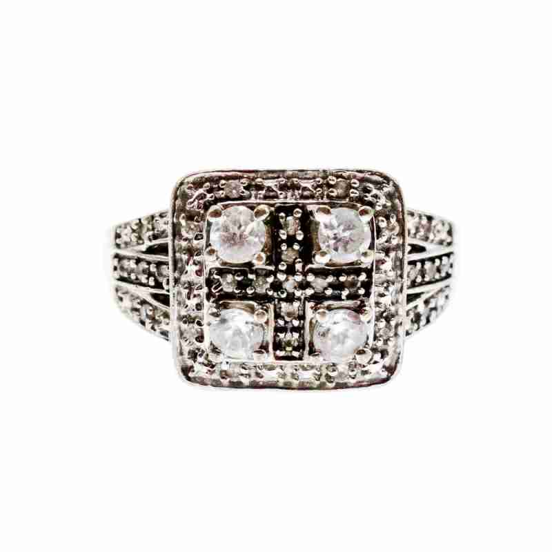 Sky Jewelry Серебряное кольцо с белой шпинелью